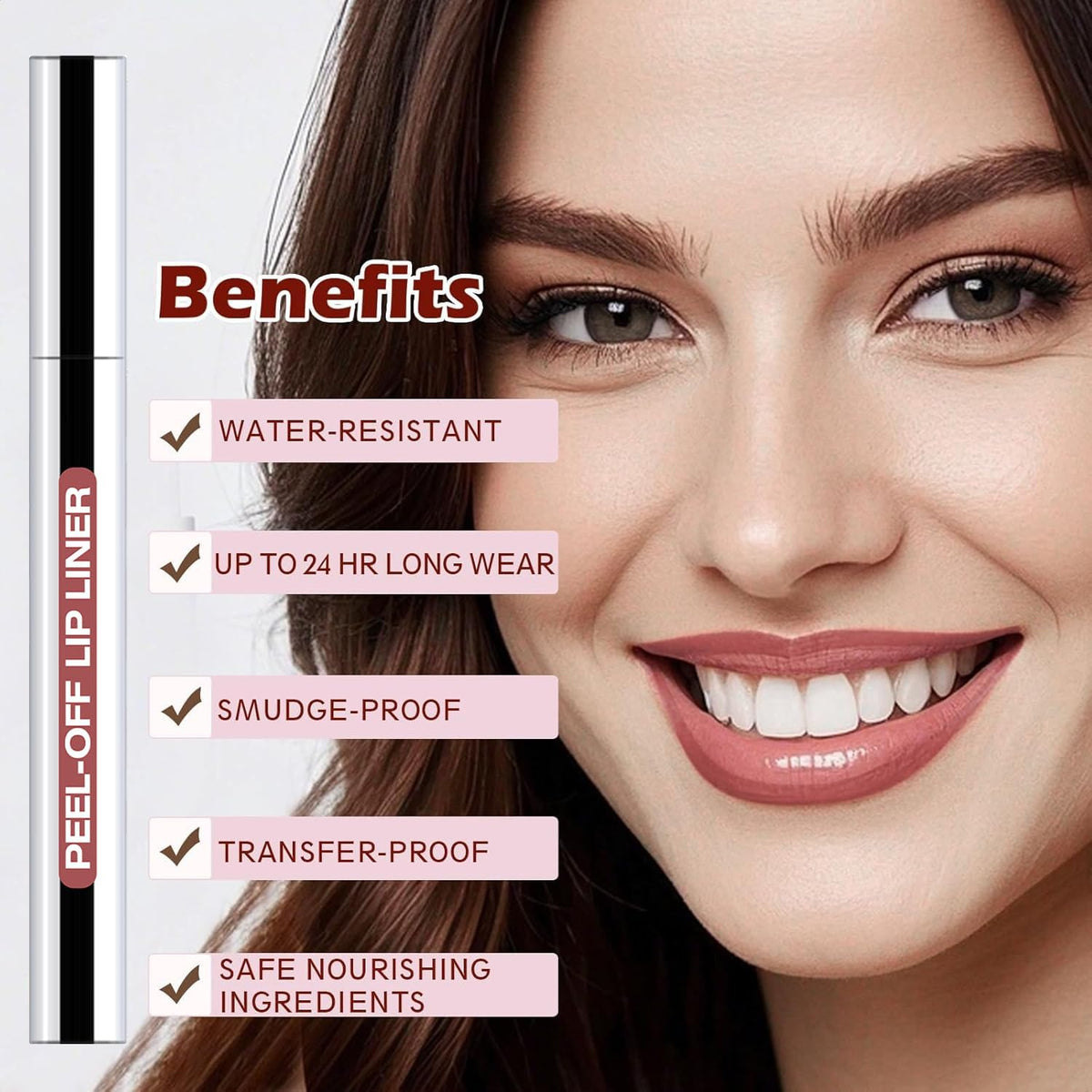 QCMME Lip Liner Stain Peel Off packaging with tweezer