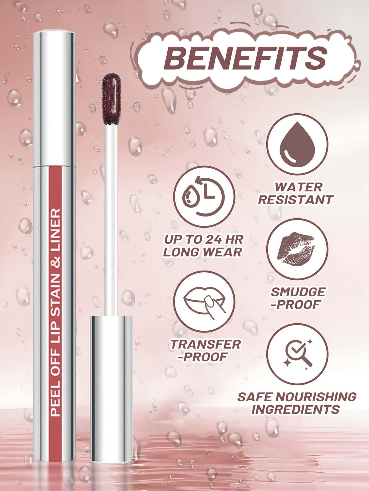 QCMME Lip Stain Peel Off Lip Liner Stain in use on lips