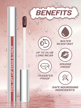 QCMME Lip Stain Peel Off Lip Liner Stain in use on lips