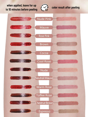 QCMME Lip Stain Peel Off Lip Liner Stain texture on skin