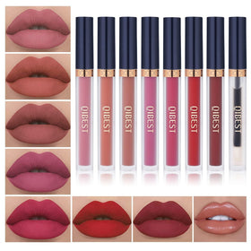 QiBest 8-piece lipstick set with lip plumper, vibrant colours