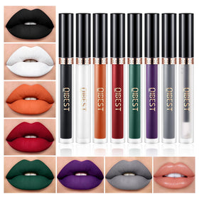 QiBest 8Pcs Goth Halloween Liquid Lipstick Set front view