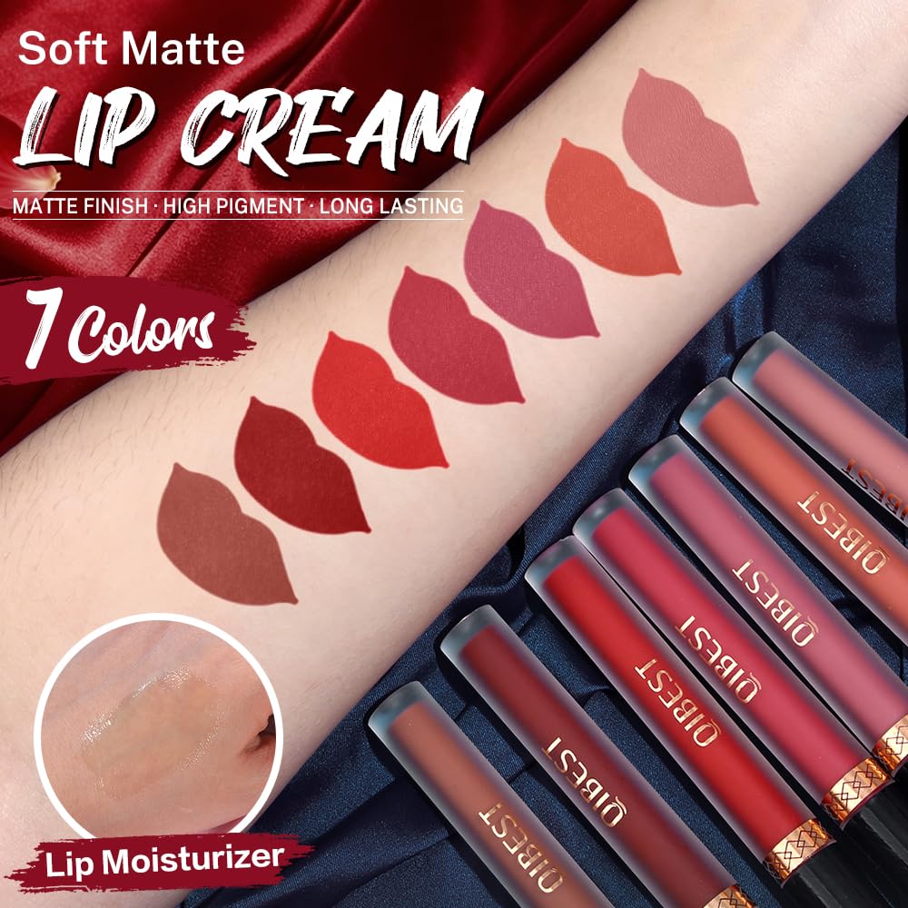 QiBest lip plumper tube next to lipsticks