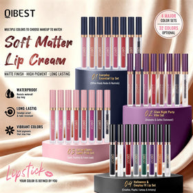 QiBest lipstick set featuring vibrant colours and textures
