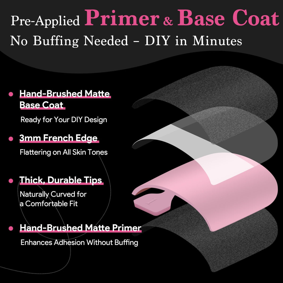 QIEK Baby Pink French Tip Press On Toenails in various sizes