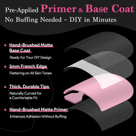 QIEK Baby Pink French Tip Press On Toenails in various sizes