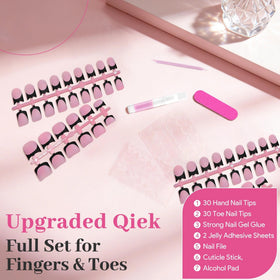 QIEK press on nails dual adhesive system components