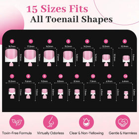 QIEK press on nails in various sizes with numbered tabs