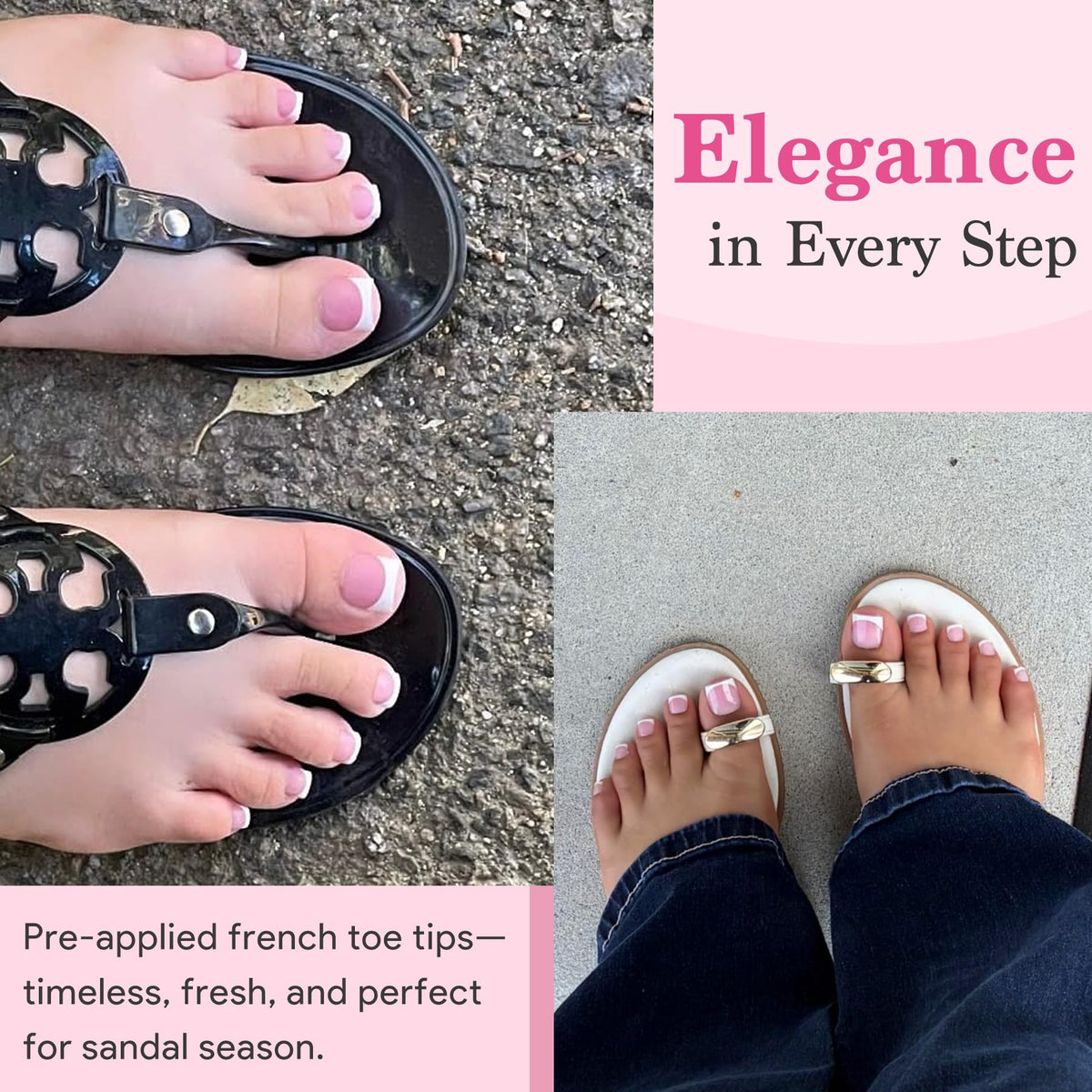QIEK Press On Toenails in a stylish arrangement