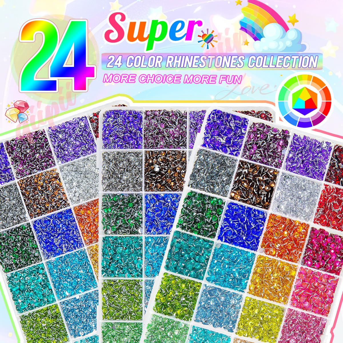 qiipii 3mm rhinestones in a box