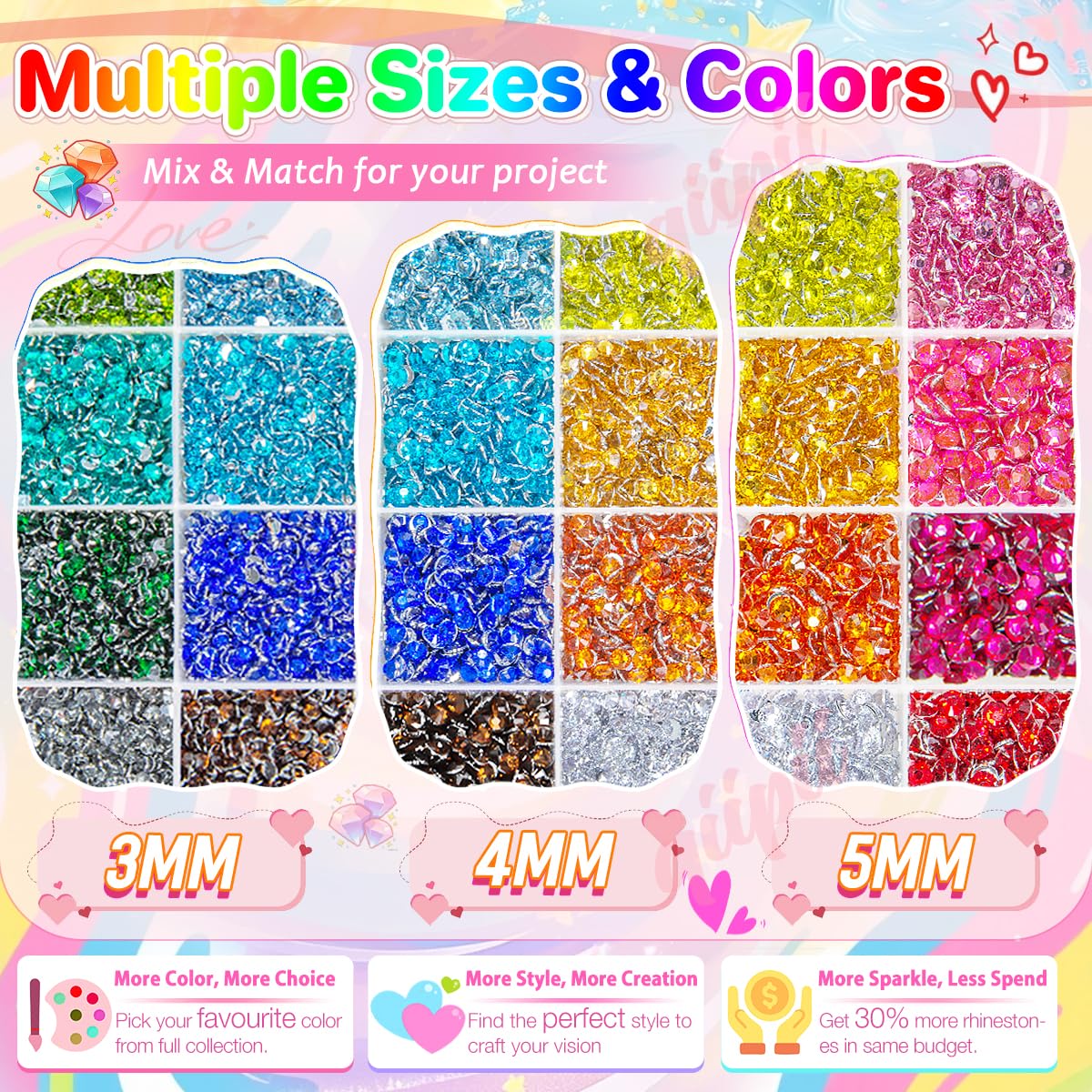 qiipii 4mm rhinestones in a box