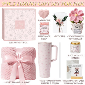 Qinline Comfort Gift Basket contents including affirmation cards and handmade soap