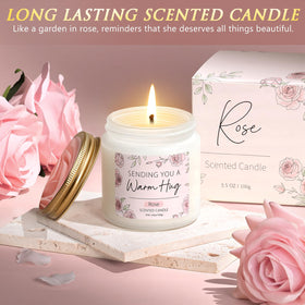 Qinline rose scented soy candle with heart-shaped bath bomb