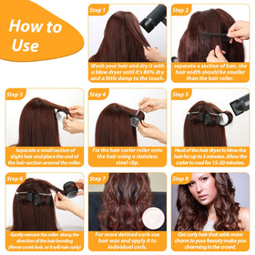 Qinzave hair rollers set displayed with duckbill clips