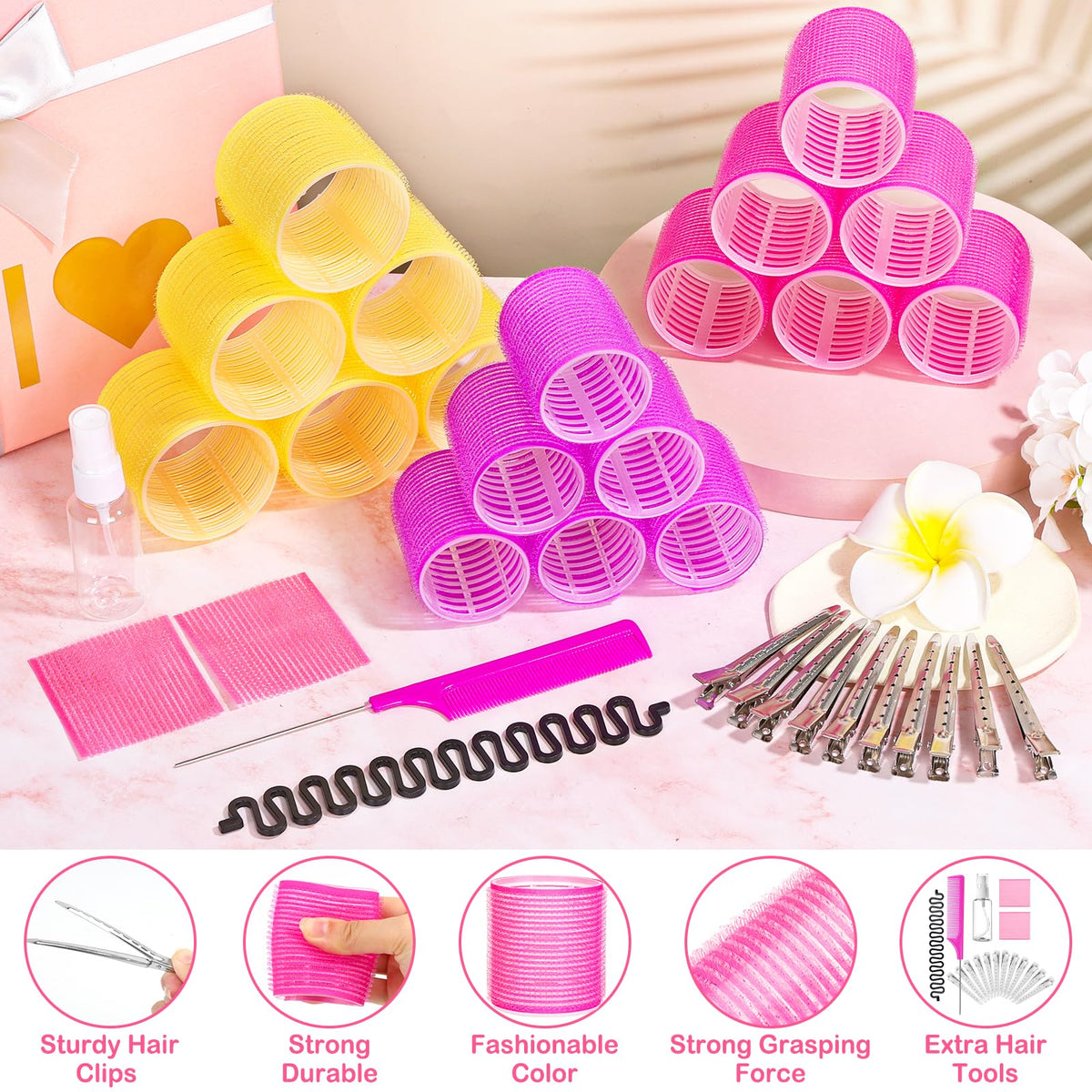 Qinzave hair rollers with bangs pads and clips