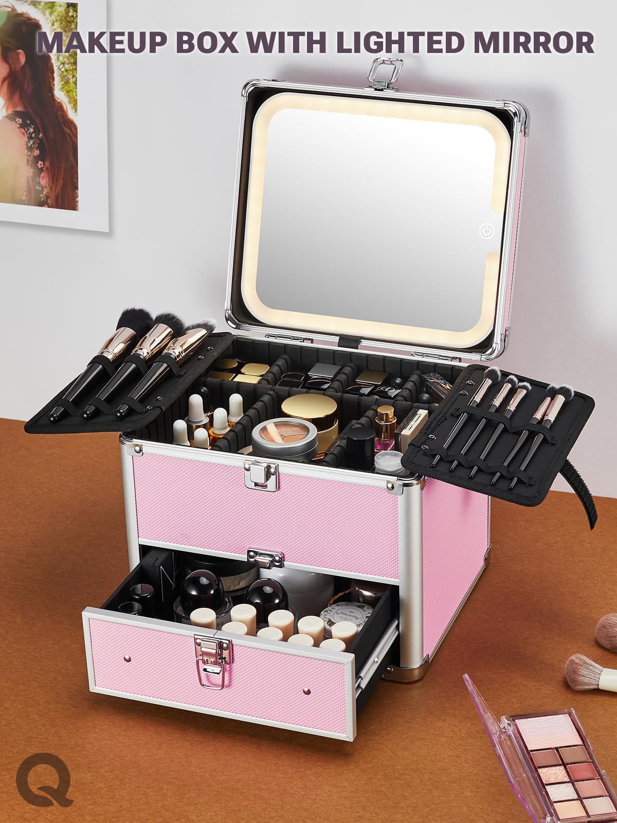 Qislee Makeup Box travel case with secure latch