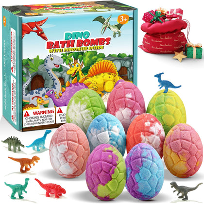 Qivatex Bath Bombs for Kids with Dinosaur Toys, pack of 9
