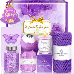 Qivatex Lavender Gift Set including bath bombs and candle