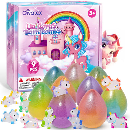 Qivatex Unicorn Bath Bombs in colourful packaging