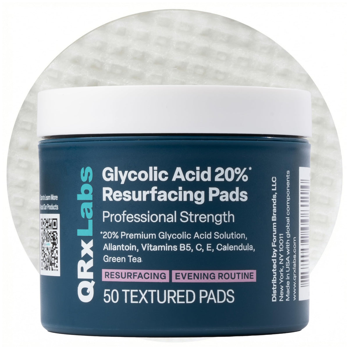 QRxLabs Glycolic Acid Pads jar front view
