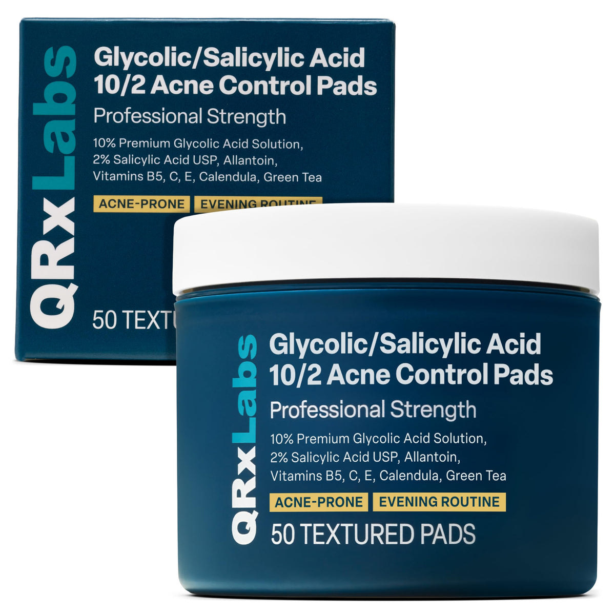 QRxLabs Salicylic & Glycolic Acid Acne Clearing Pads front view