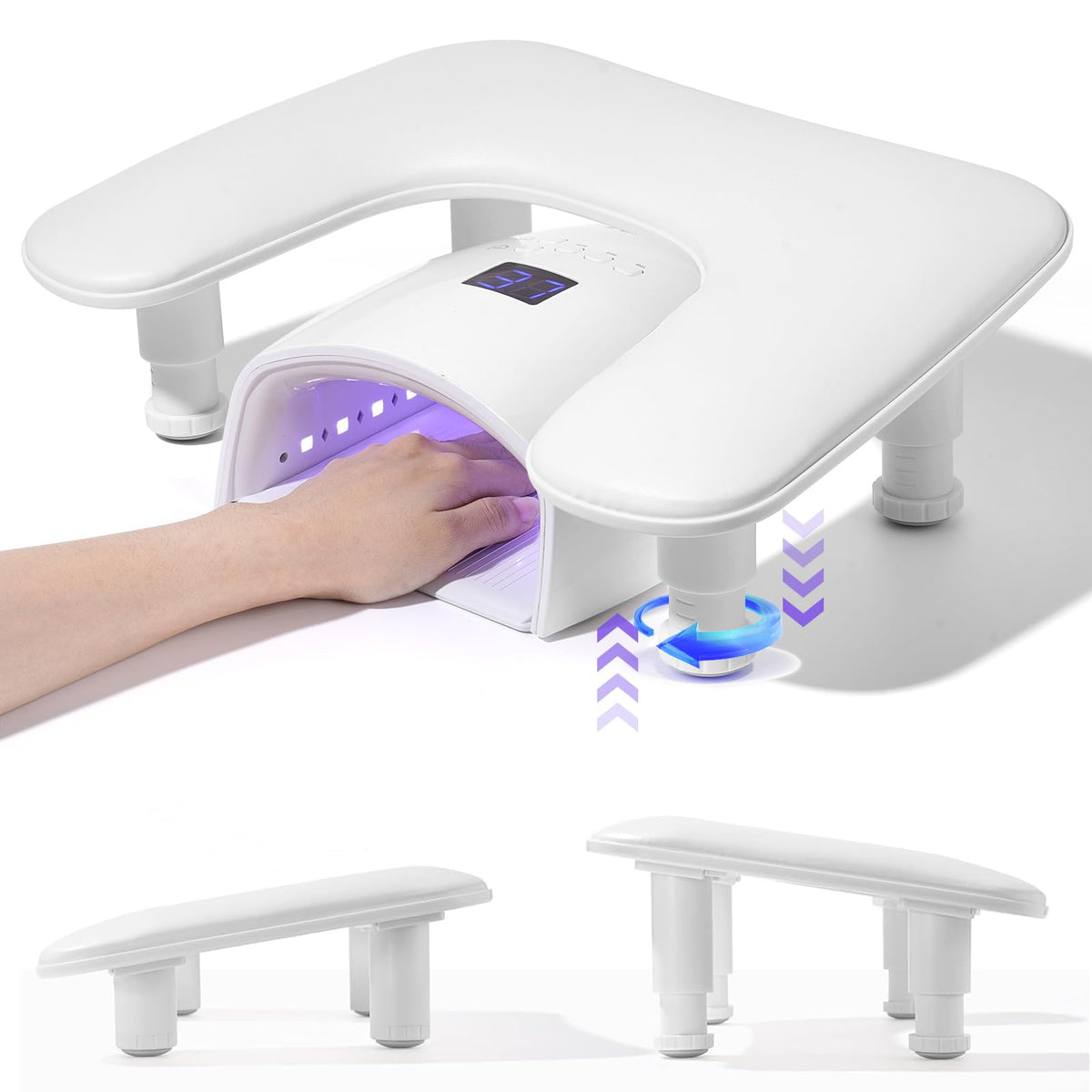 Quaferen Big Arm Rest for Nails Tech front view in white
