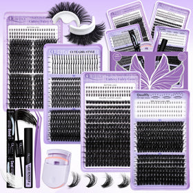 QUAFFLY 1274Pcs Lash Extension Kit front view with tools