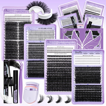 QUAFFLY 1274Pcs Lash Extension Kit front view with tools