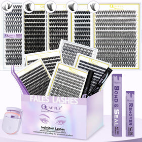 QUAFFLY 5-Pack False Eyelashes Kit with tools and glue