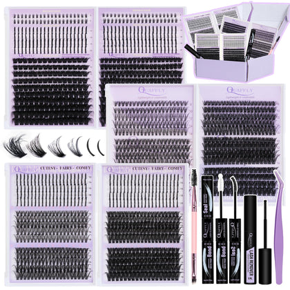QUAFFLY DIY Lash Extension Kit 1676pcs front view with palettes