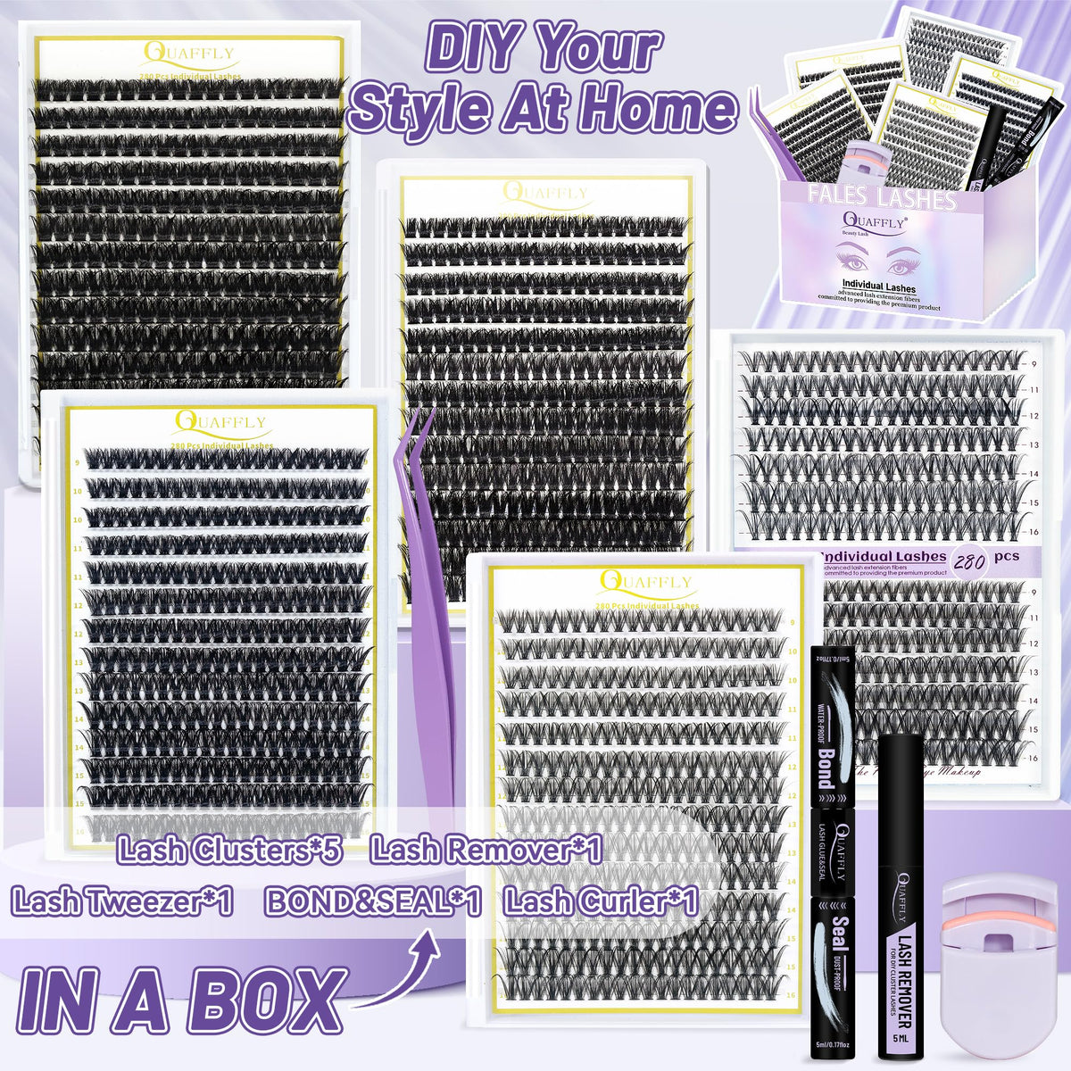 QUAFFLY eyelash curler and precision tweezers included