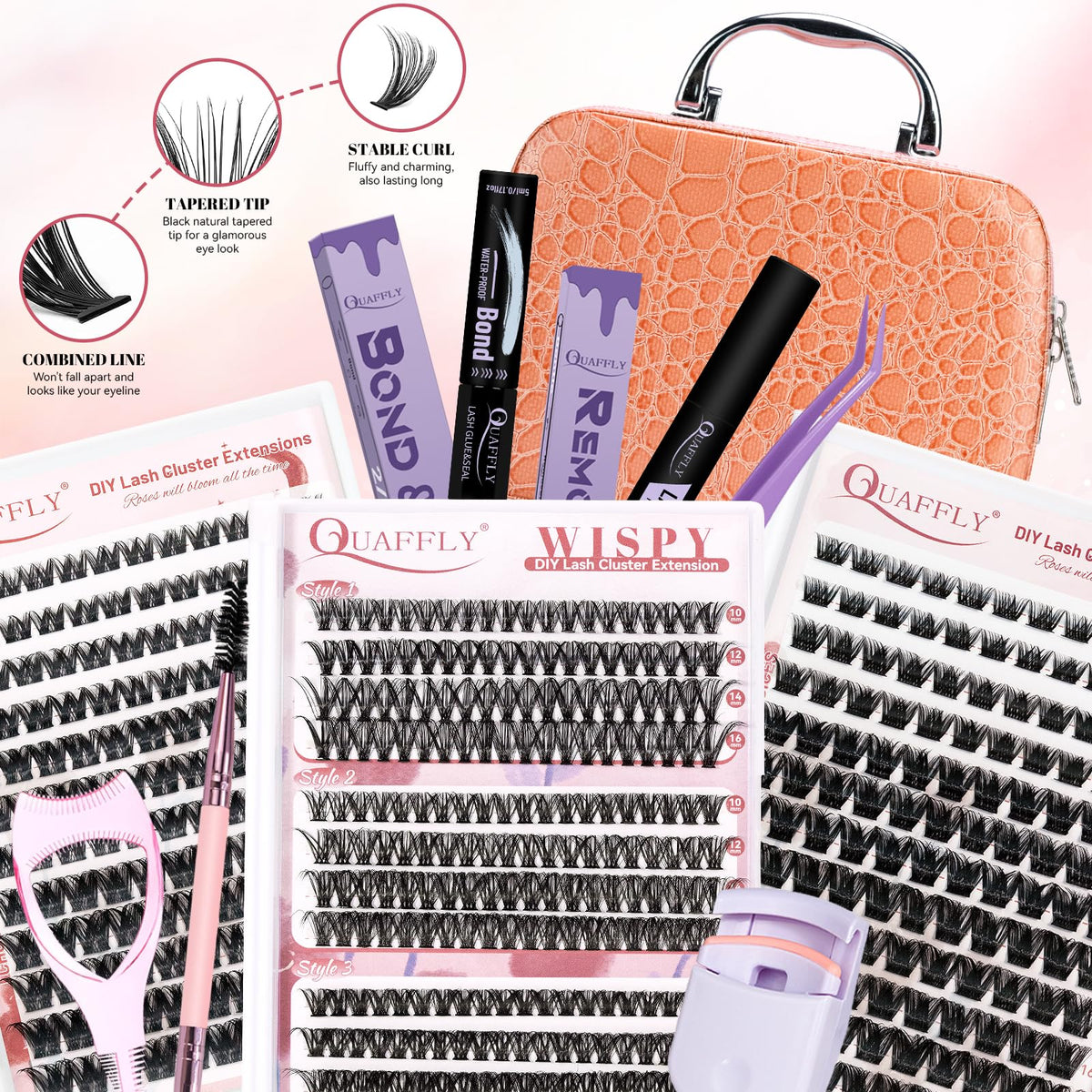 QUAFFLY lash adhesive and remover bottles