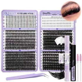 QUAFFLY Lash Clusters Kit 678PCS with spike lashes and tools