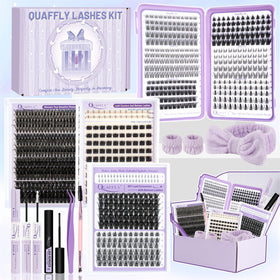 QUAFFLY Lash Clusters Kit 949pcs front view with mixed-style lashes