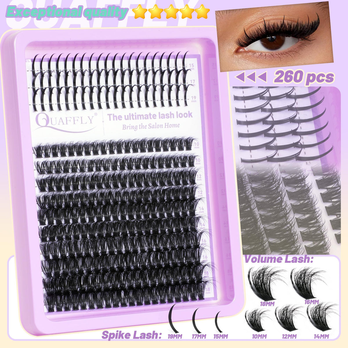QUAFFLY Lash Clusters Kit packaging and contents overview