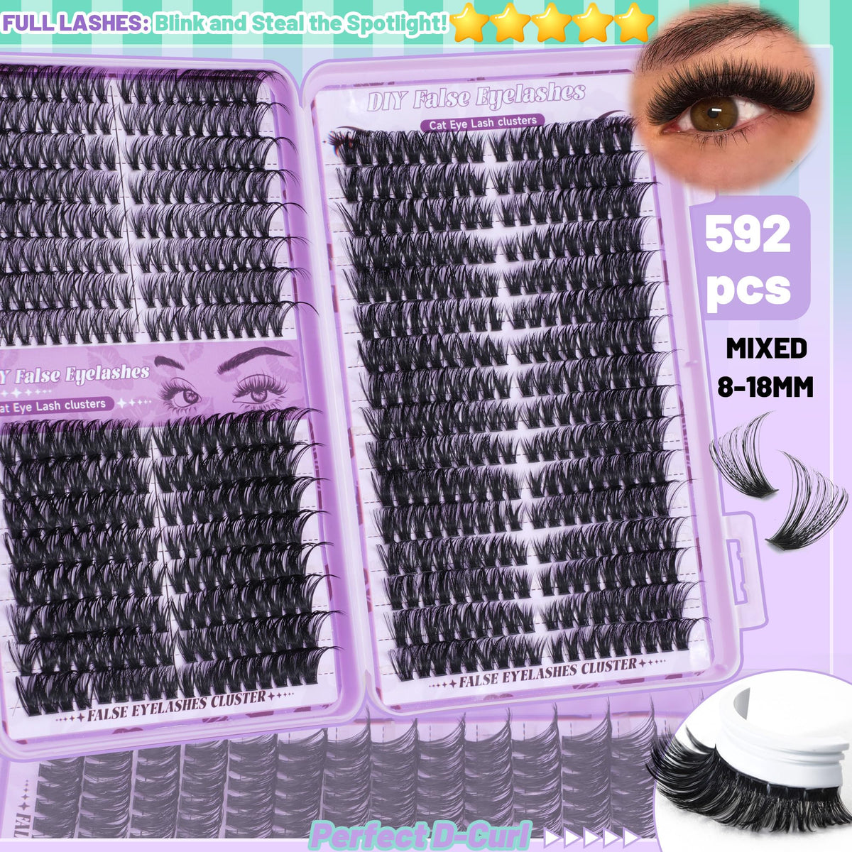 QUAFFLY Lash Clusters Kit tools including tweezers and eyelash curler