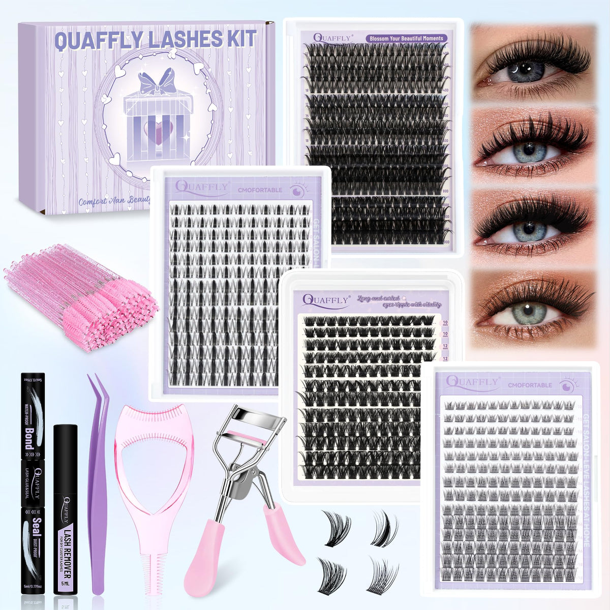 QUAFFLY Lash Extension Kit 762 PCS with mixed lash styles