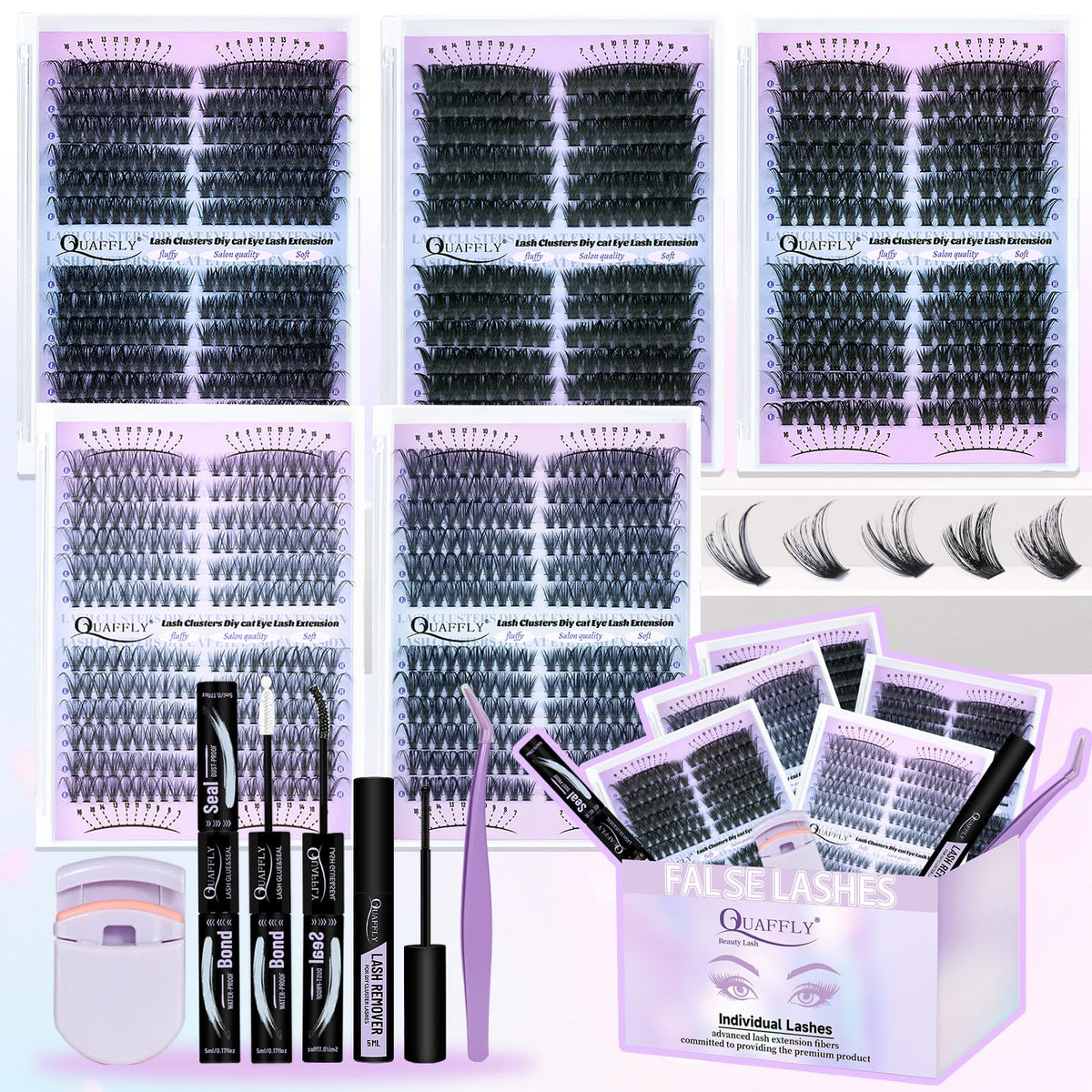 QUAFFLY Lash Extension Kit front view with all components