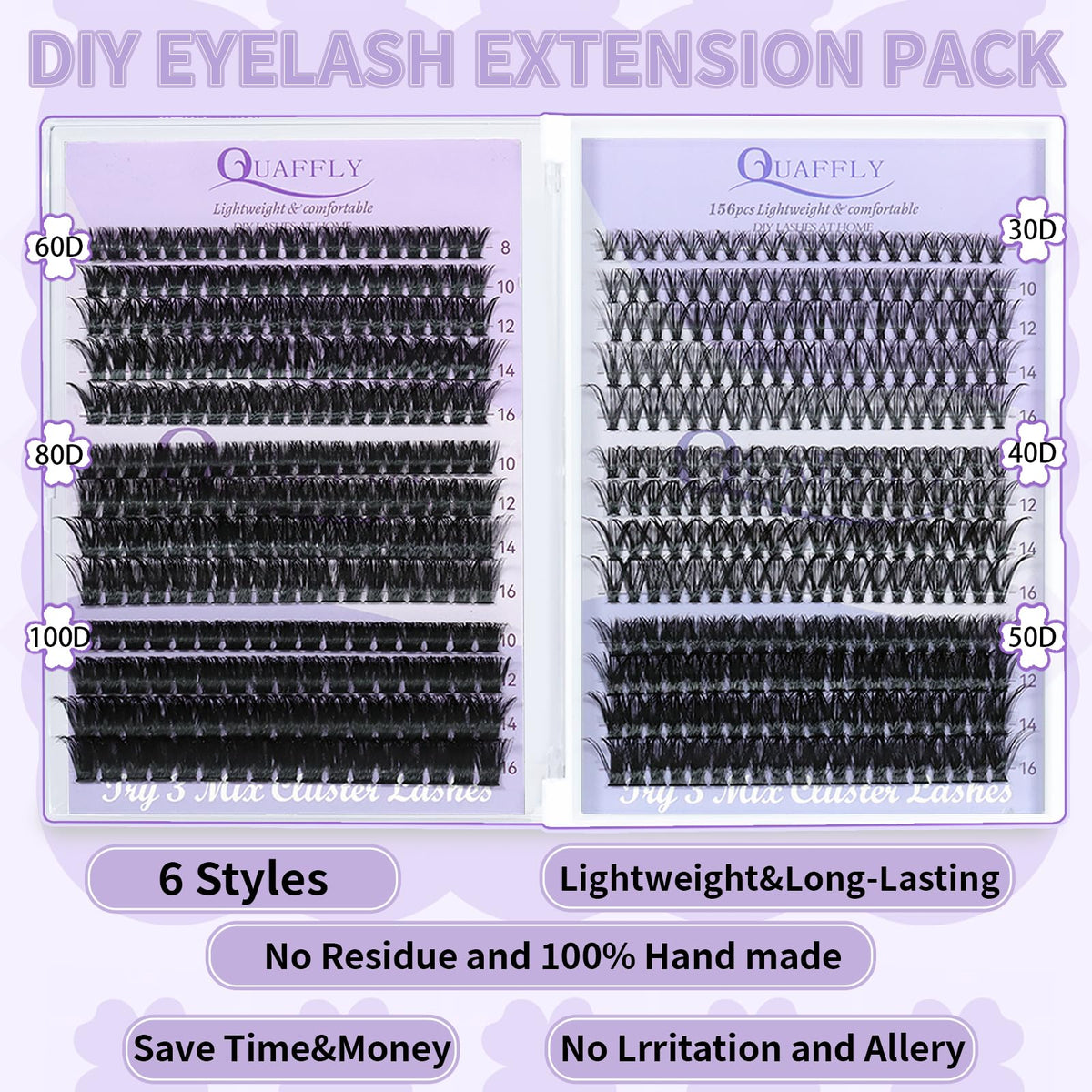 QUAFFLY Lash Extension Kit packaging with all components