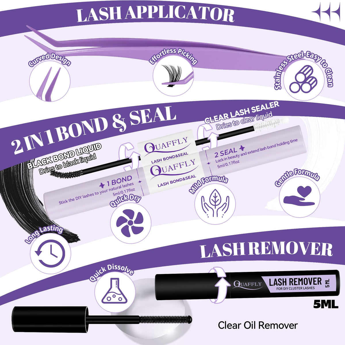 QUAFFLY natural lower lashes included in the kit