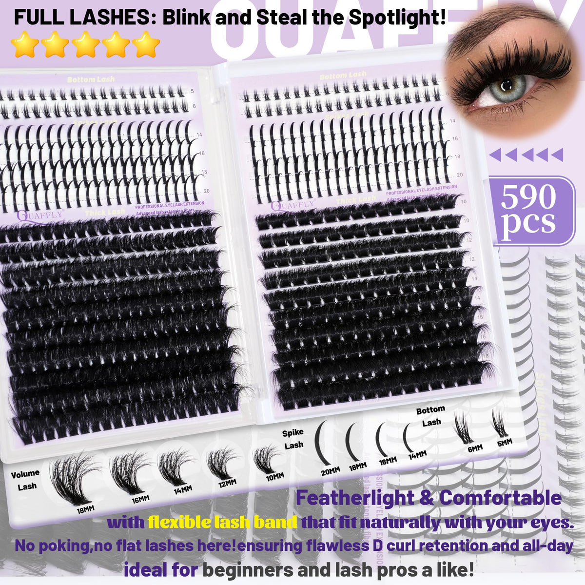 QUAFFLY precision tweezers for lash application