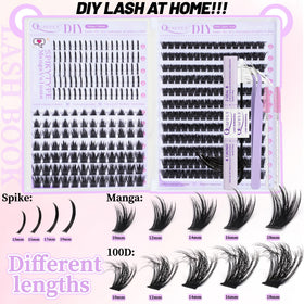 QUAFFLY thick cartoon lashes displayed in the kit