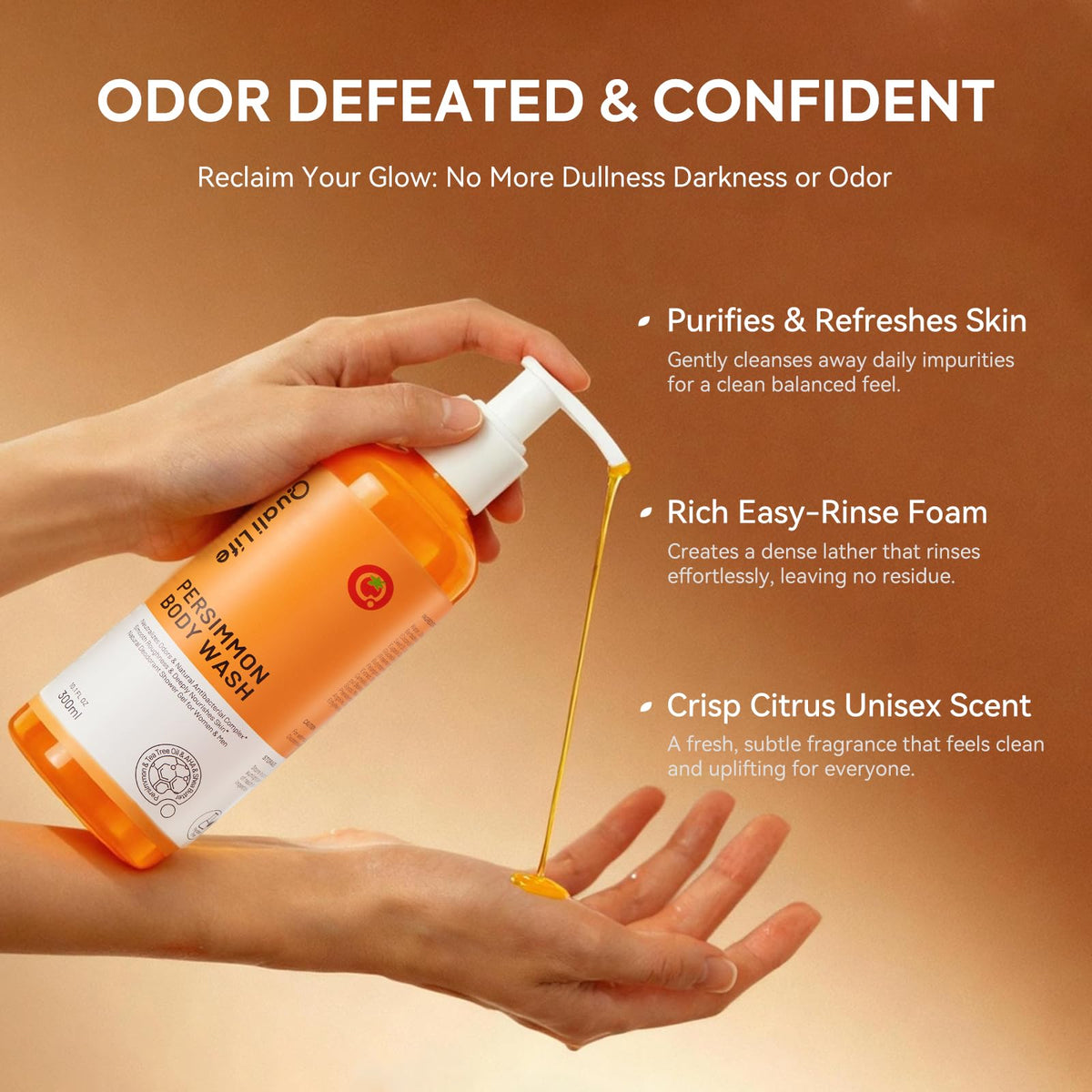 QualiLife Persimmon Body Wash bottle with label
