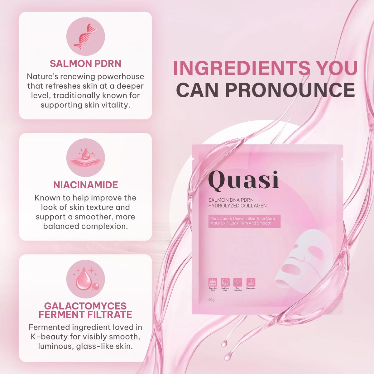 Quasi Salmon PDRN Collagen Mask ingredients list