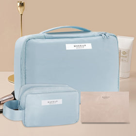 Queboom Travel Makeup Bag in a suitcase for travel