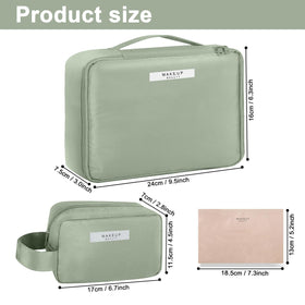 Queboom Travel Makeup Bag opened showing interior compartments