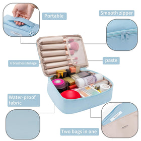 Queboom Travel Makeup Bag with small detachable cosmetic bag