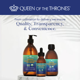 QUEEN OF THE THRONES Organic Castor Oil Rose Quartz Roll-On with ingredients list