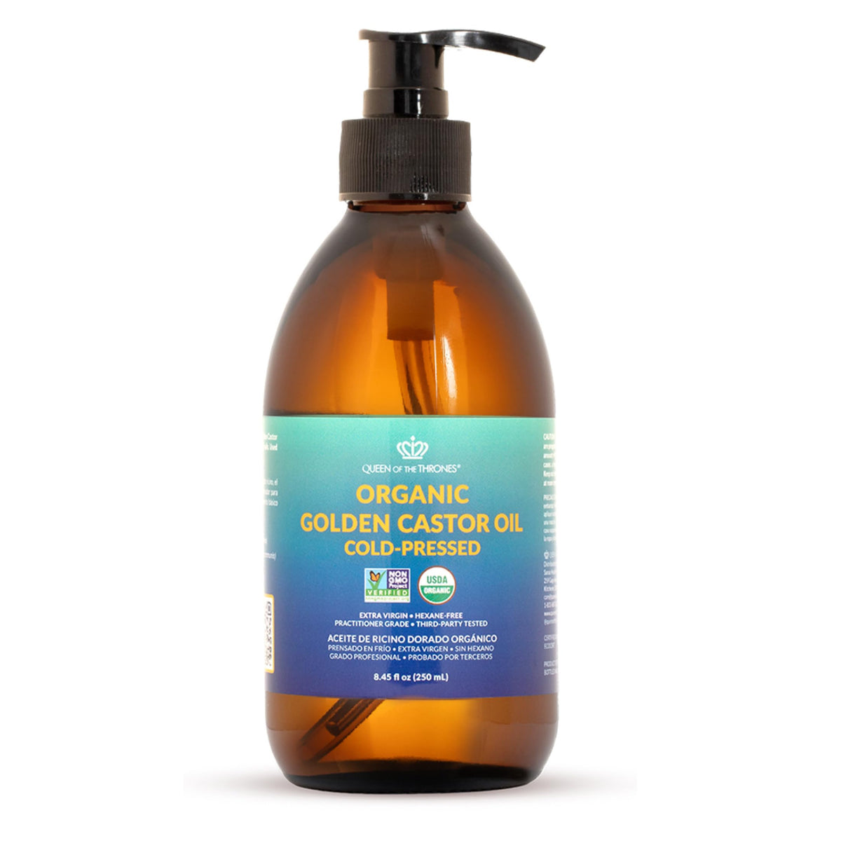 QUEEN OF THE THRONES Organic Golden Castor Oil 250ml front view