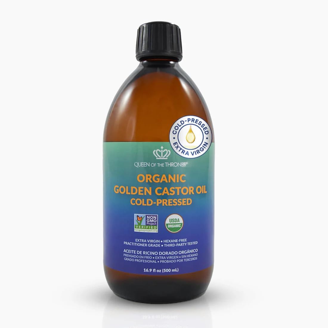 QUEEN OF THE THRONES Organic Golden Castor Oil 500ml front view